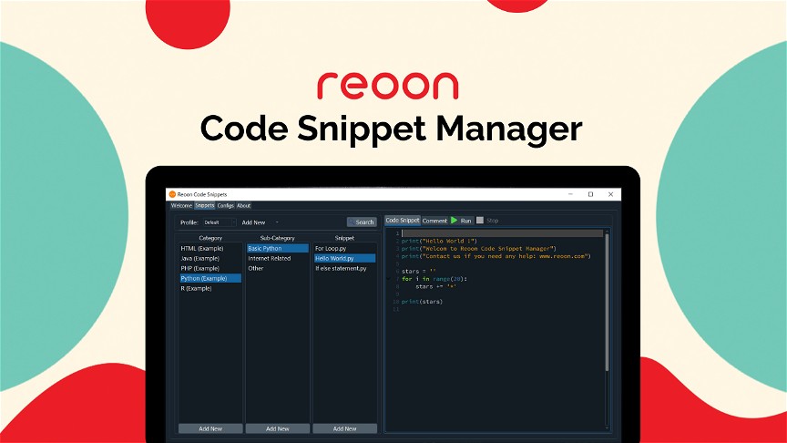 Reoon Code Snippet Manager