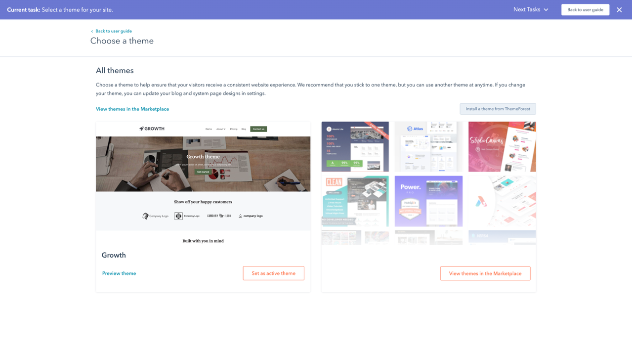 Choose themes for your website