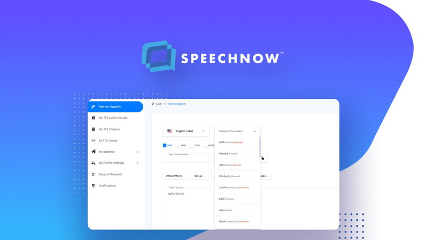 SpeechNow True to Life AI Text to Speech