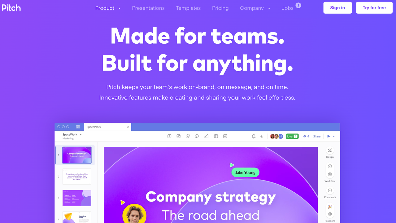 Pitch homepage