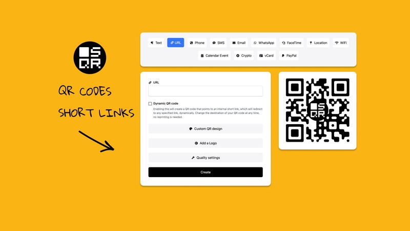 SQR QR Generator - Dynamic Short links and QR codes