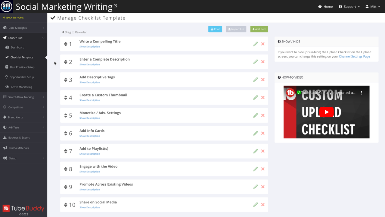 Use the checklist to get videos right