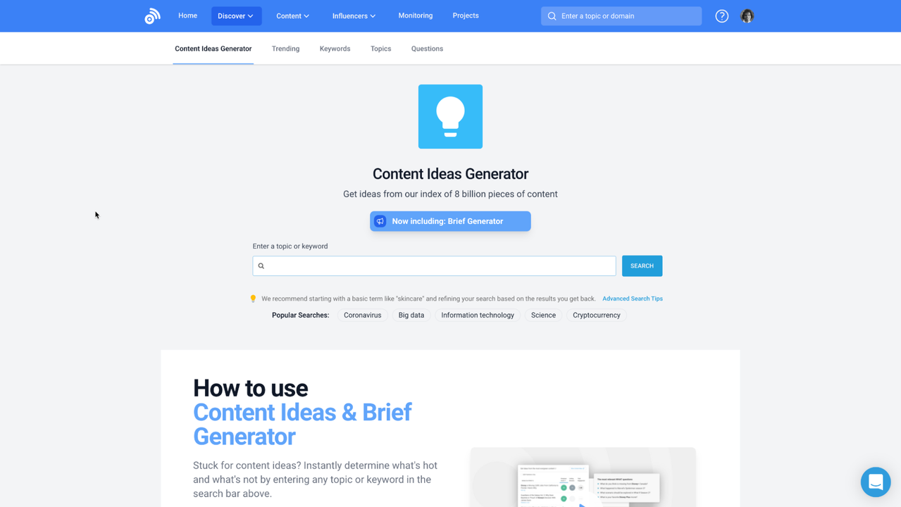 Generate content ideas and briefs