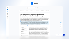 Inkriv long-form editor with selected text and an in-editor AI assistant for rewriting, fact-checking, explaining, summarizing, and finding references thumbnail
