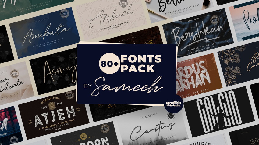 80+ Font Bundle by Sameeh