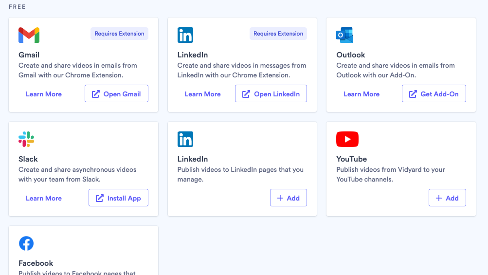 Add integrations to Vidyard