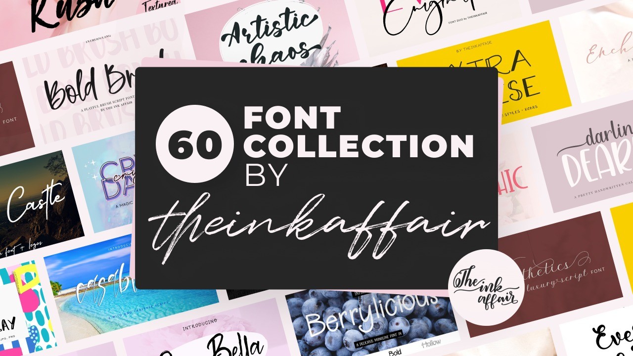 60 Font Collection by theinkaffair