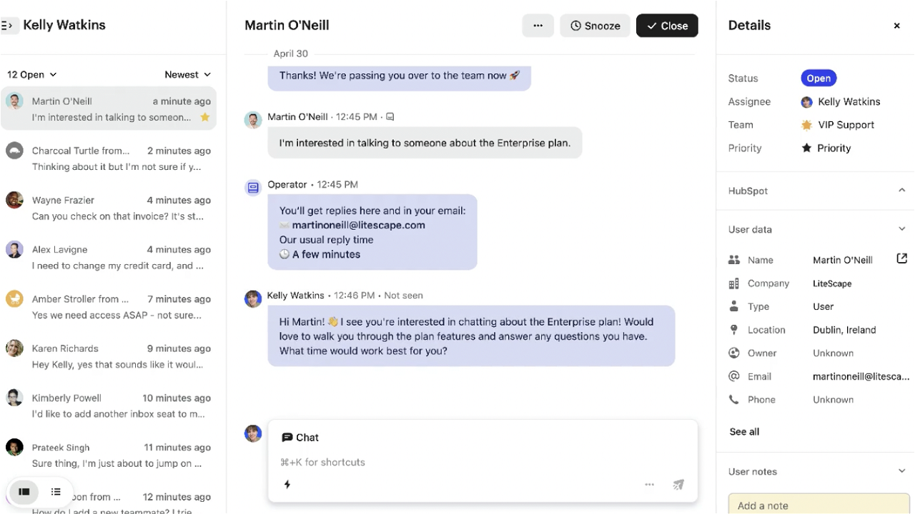 Manage customer inquiries and offer support with Intercom Team Inbox