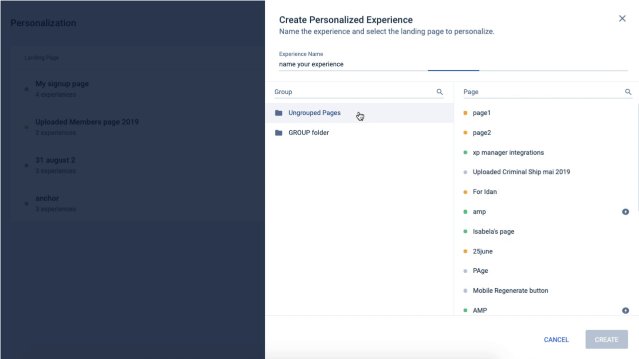 Personalize the landing page experience