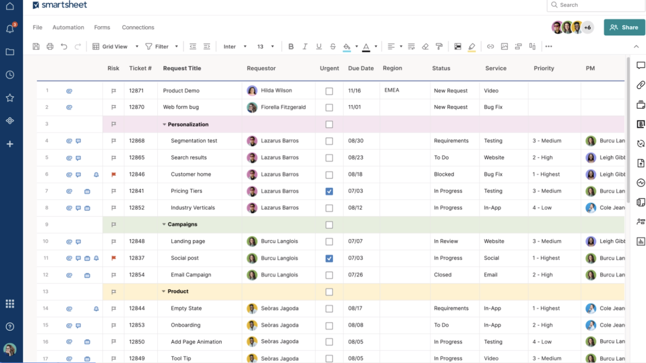 Create smart sheets with Smartsheets