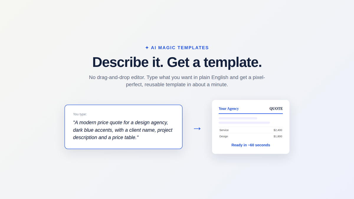 AI Magic Templates: describe a document, get a template in 60 seconds
