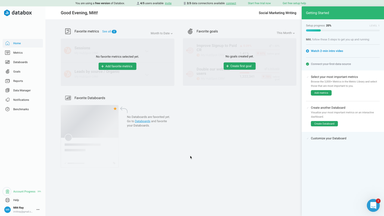 Connect apps and import metrics