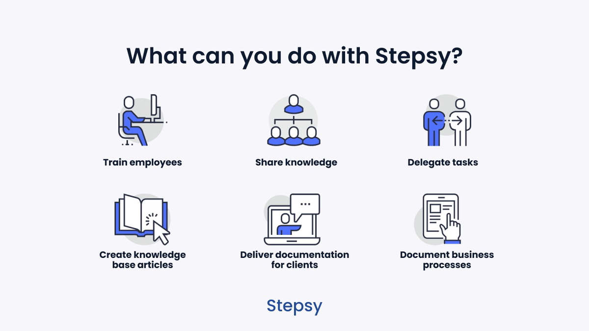 Train your team, delegate tasks, and share knowledge effortlessly with Stepsy - the ultimate documentation solution.