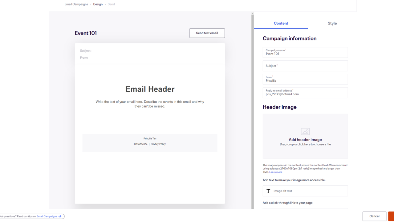Create email campaign