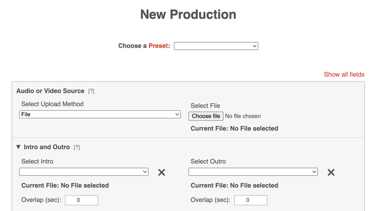 Upload an audio file to Auphonic