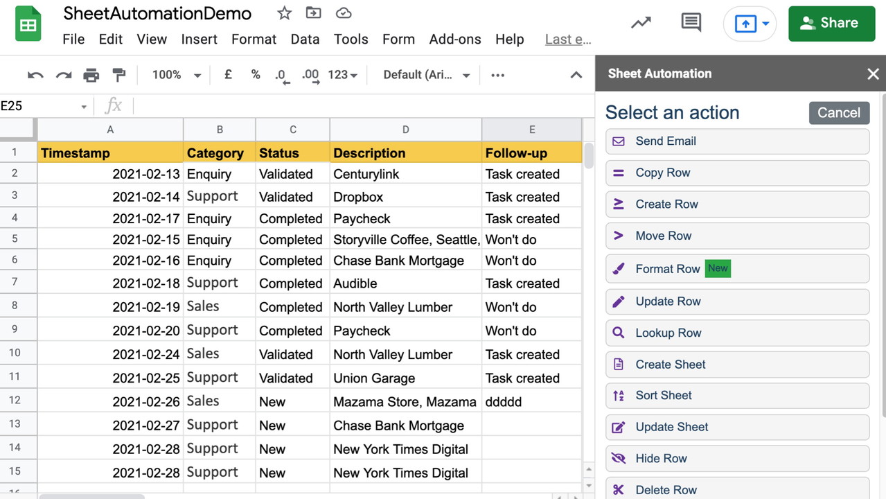 Sheet Automation for Google Sheets