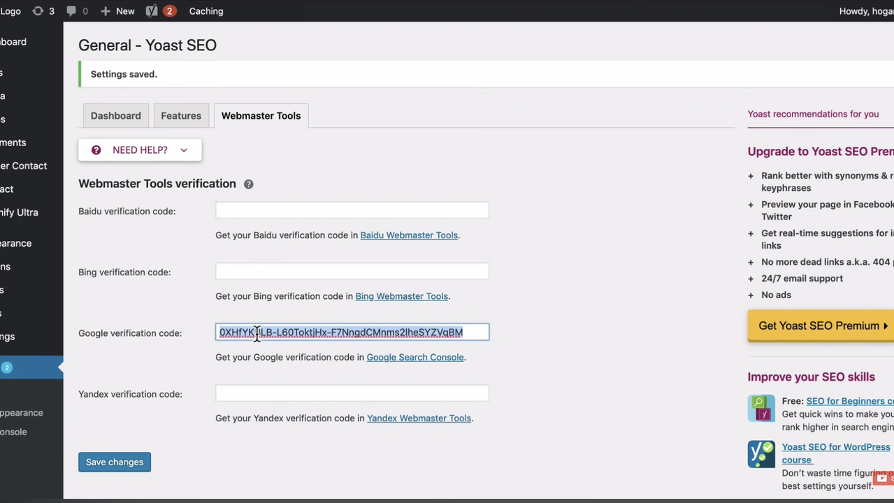 Yoast webmaster tools