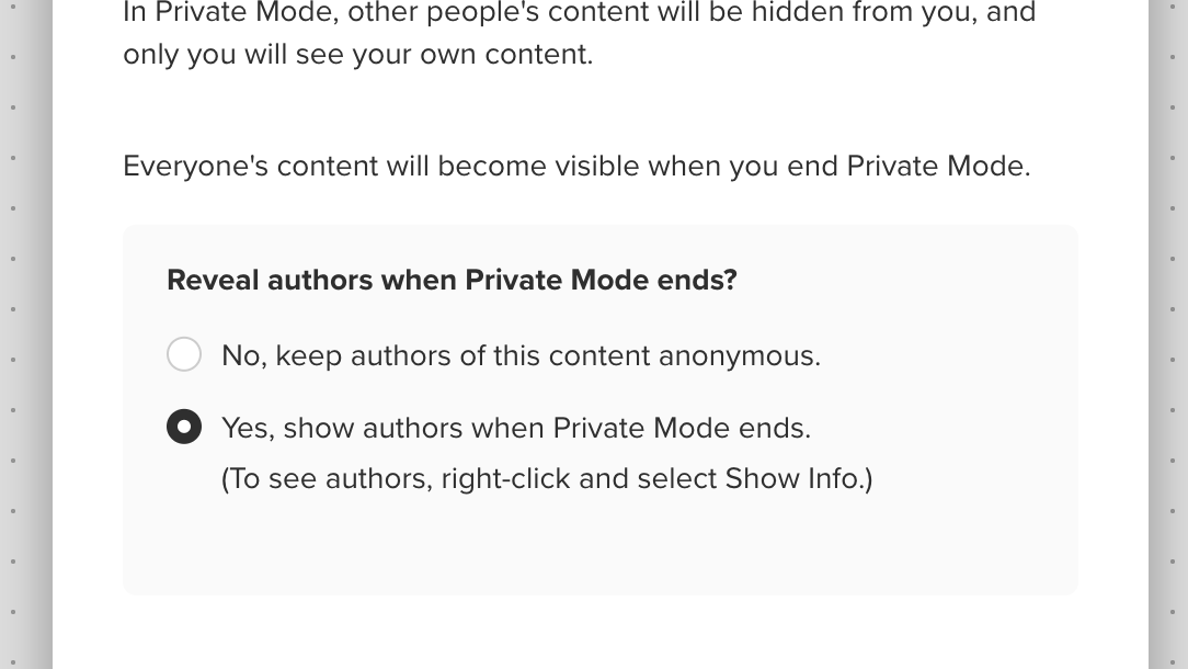 Switch to private mode