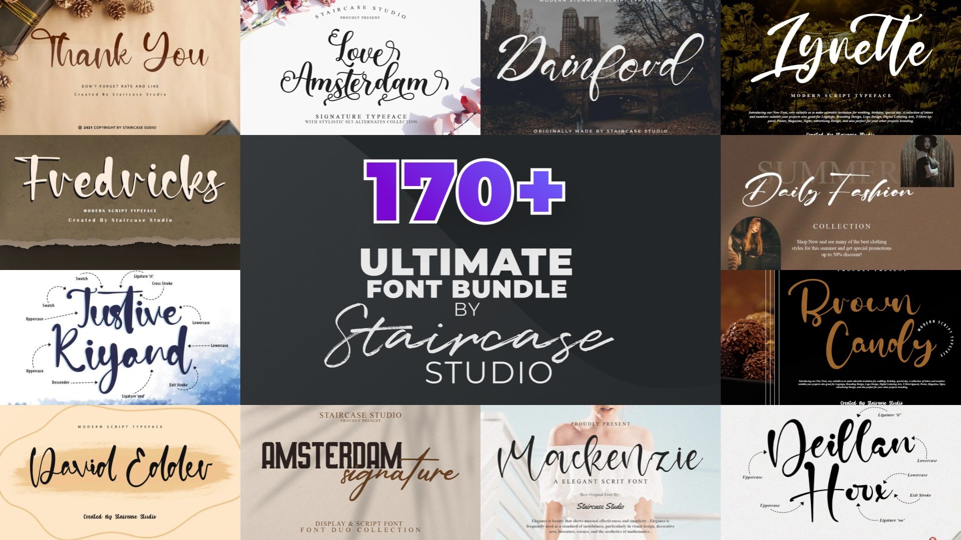 AppSumo Deal for 170+ Ultimate Font Bundle by Staircase Studio