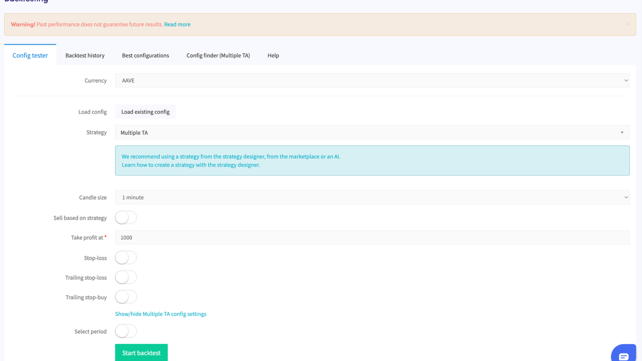 Use backtesting to test out a bot