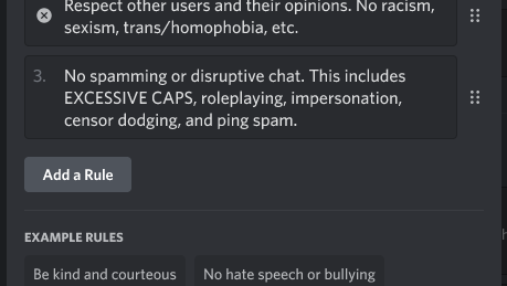 Set up server rules