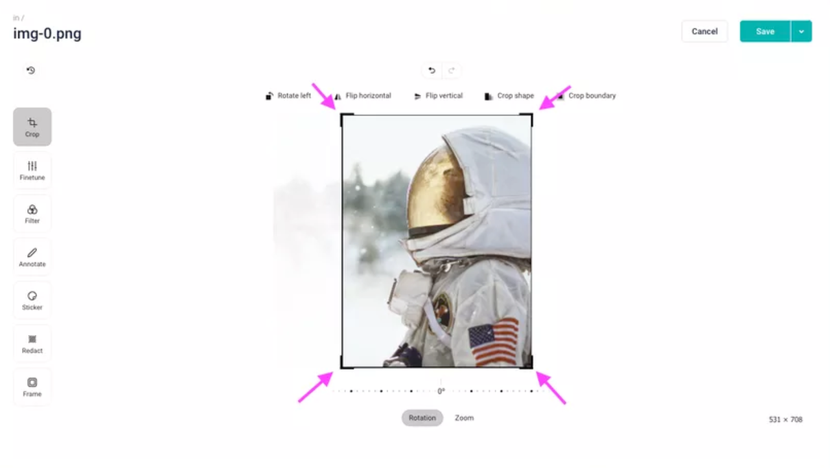 Crop image directly
