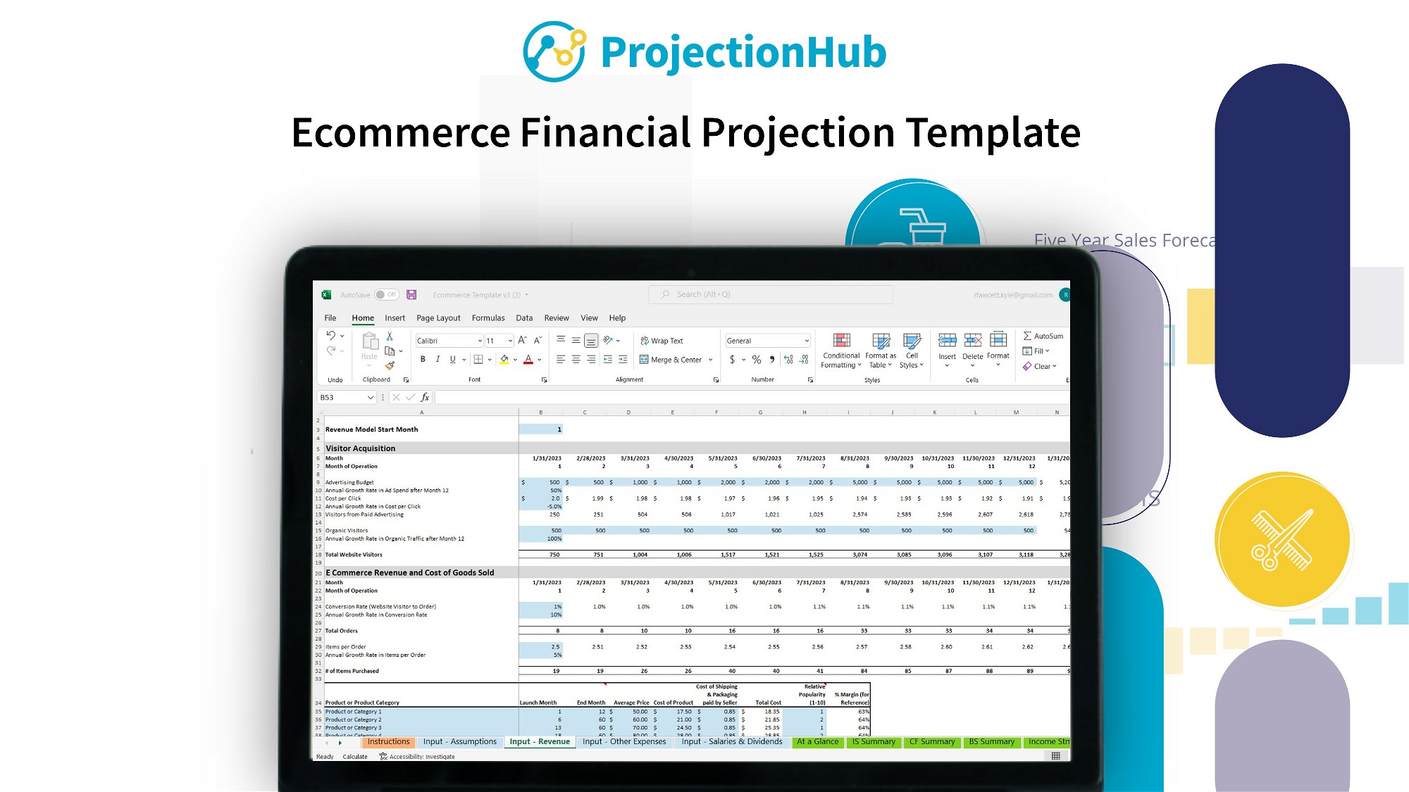 AppSumo Deal for 5 Ecommerce Financial Projection Templates