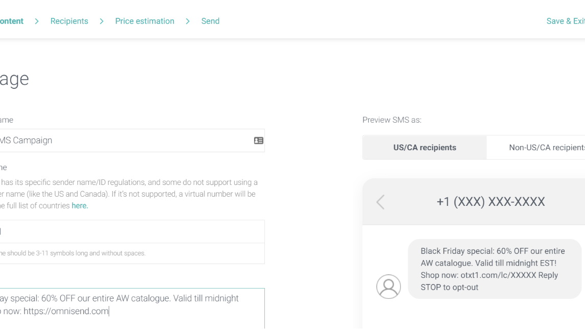Create SMS campaign