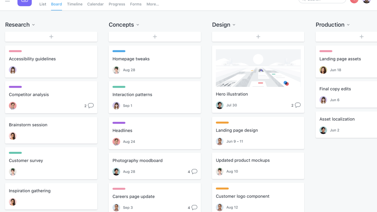 Asana’s task management board