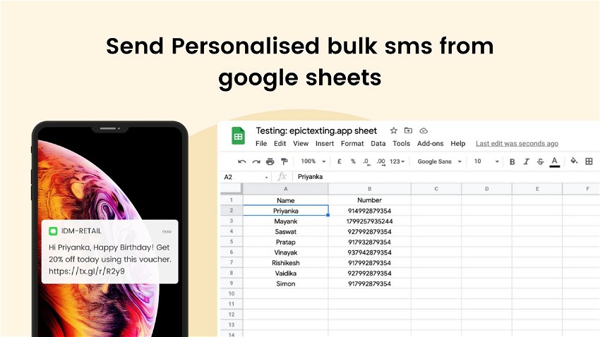 EpicTexting App ~ Send SMS from Google Sheet