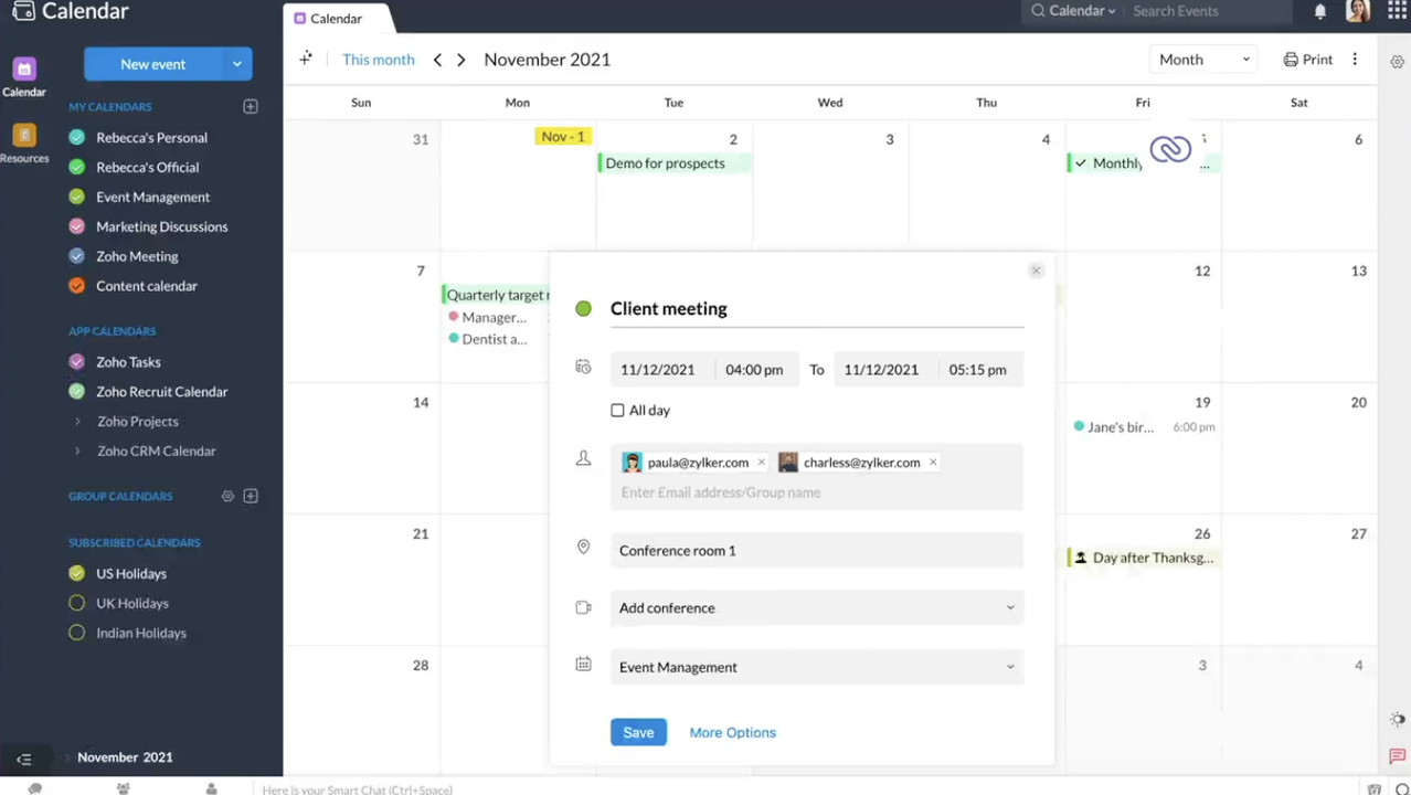 Make scheduling easy with Zoho Calendar