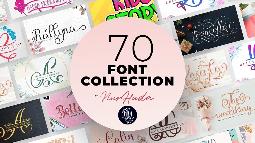 70 Font Collection by Nur Huda