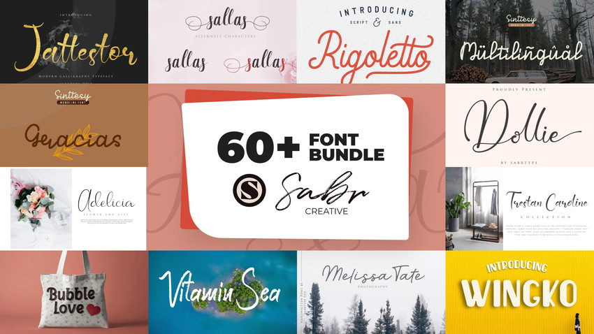 60+ Font Bundle by Sabr Creative