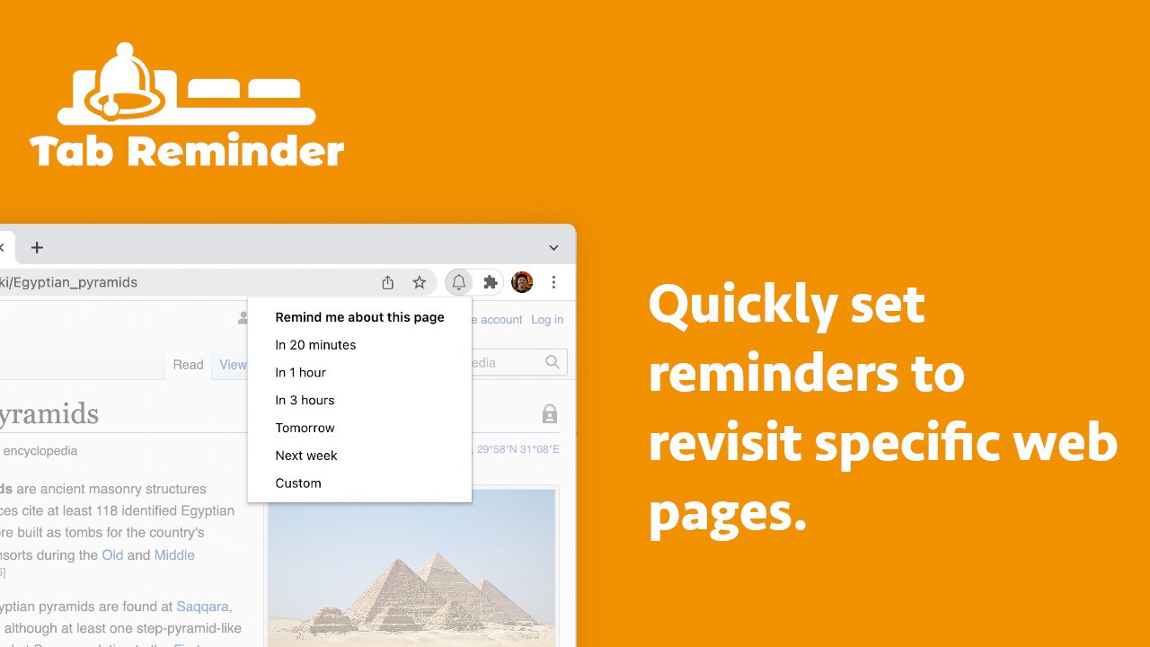 Setting a reminder with Chrome Tab Reminder