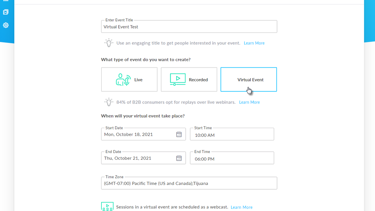 Create recorded events