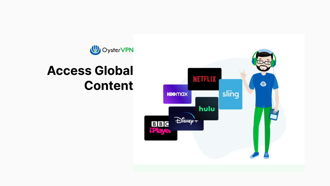 OysterVPN interface showing streaming access