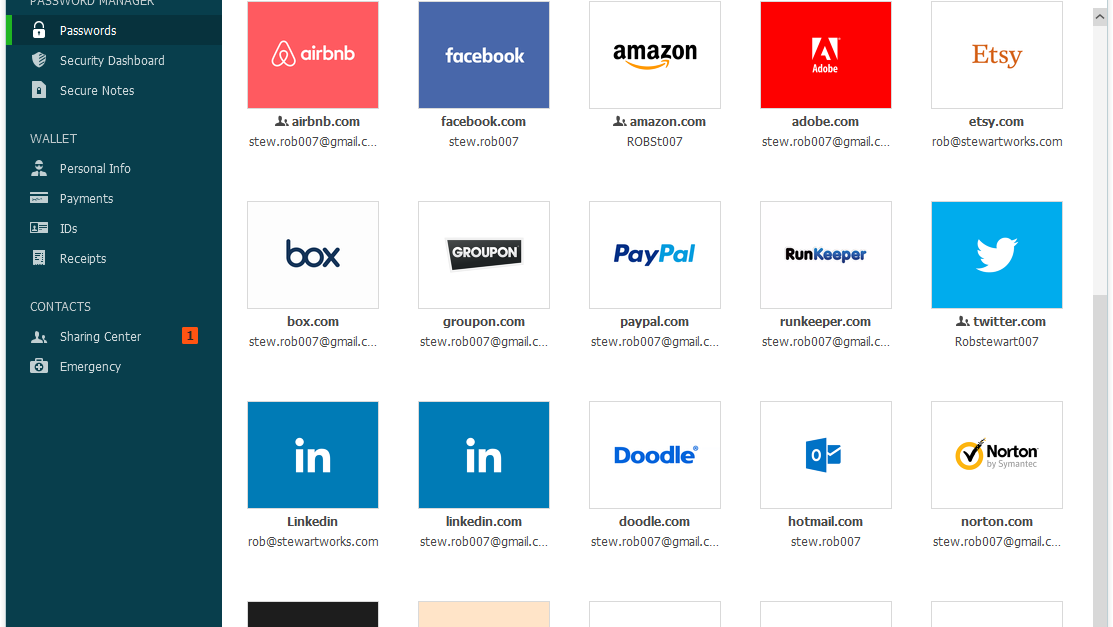 Store passwords for different accounts