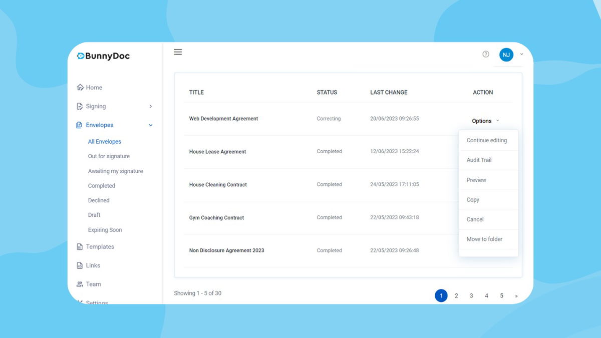 Edit your previously shared documents or organize them into folders for convenient arrangement.