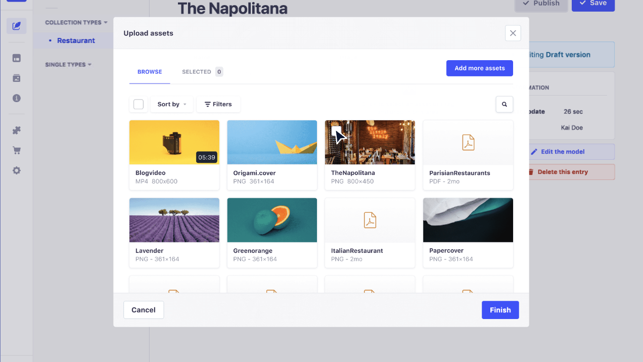Upload media assets to library