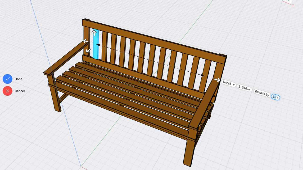Creating linear patterns in Shapr3D