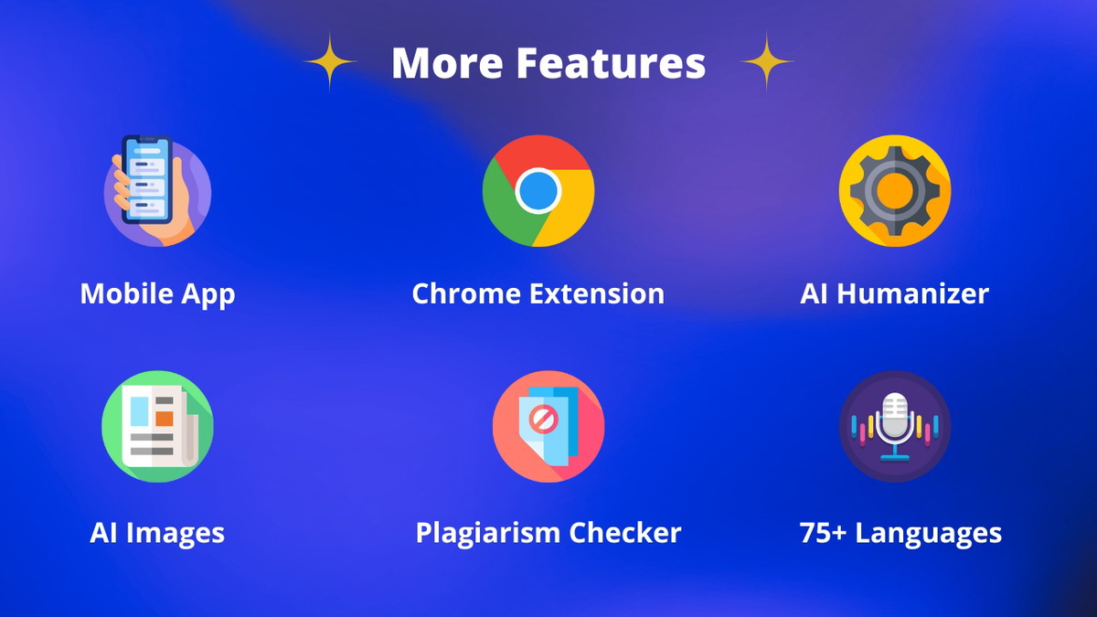 Your complete content toolkit: AI images, a humanizer, 75+ languages, and so much more.