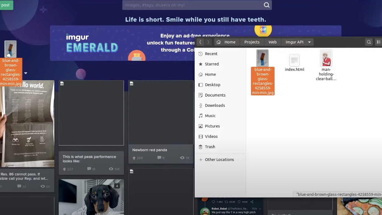 Drag and drop images to upload on Imgur