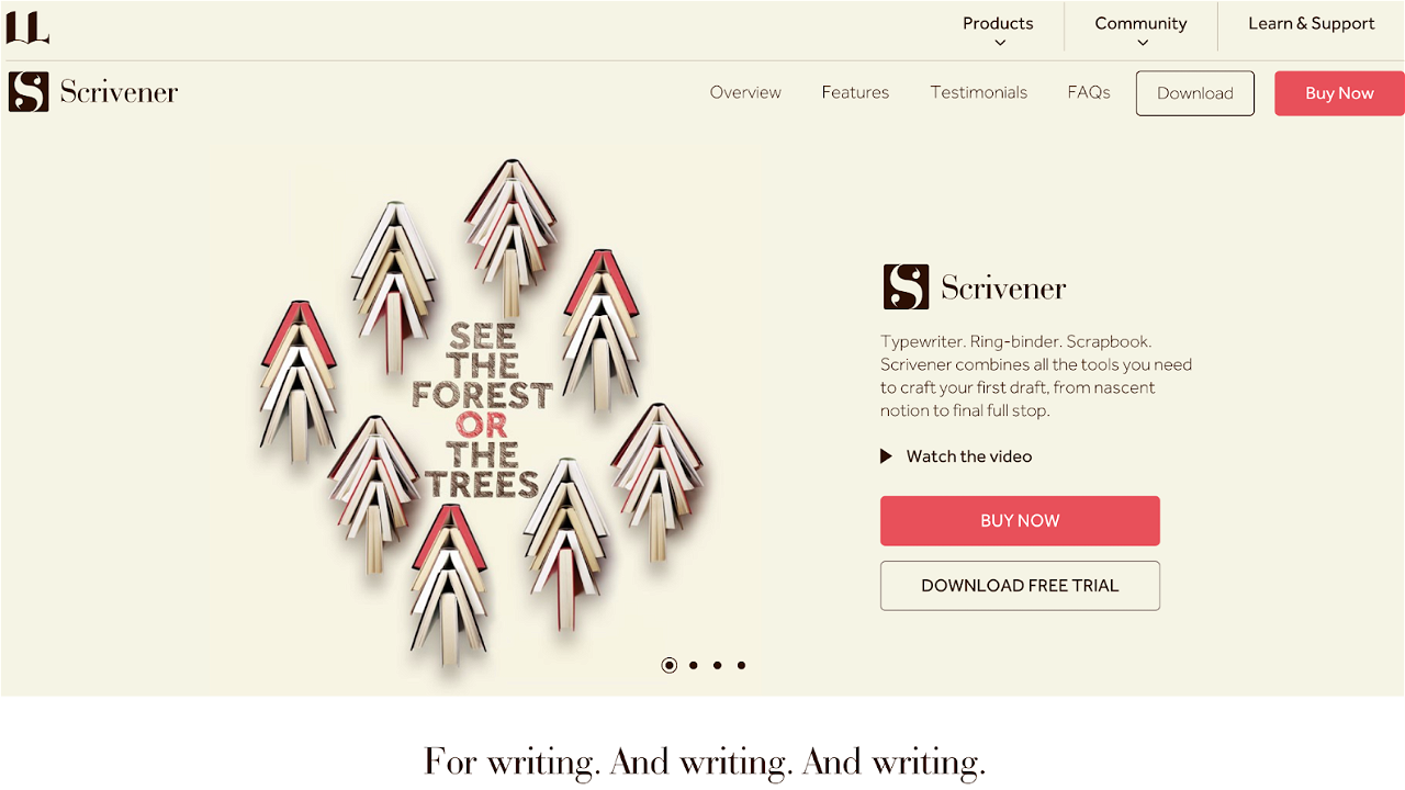 Scrivener homepage