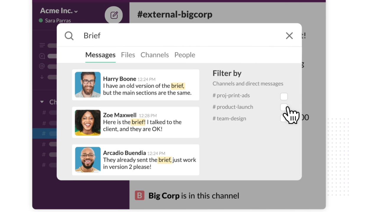 Retrieve conversation and information inside your channels easily