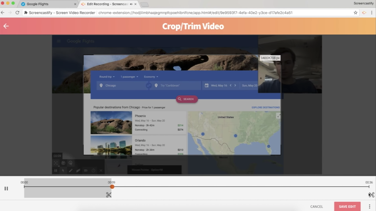 Crop and trim your recording in Screencastify editor