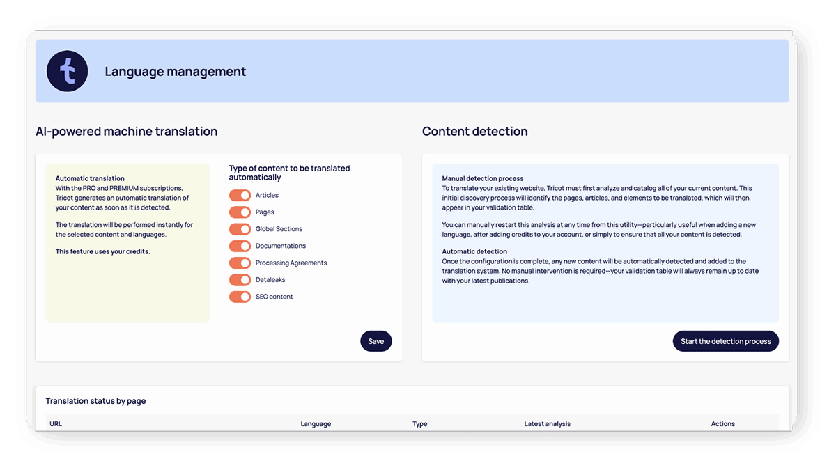 Transform your multilingual site in just a few clicks with the help of artificial intelligence.