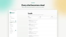 WebsyChat leads list showing visitor names, emails, questions, and lead status thumbnail