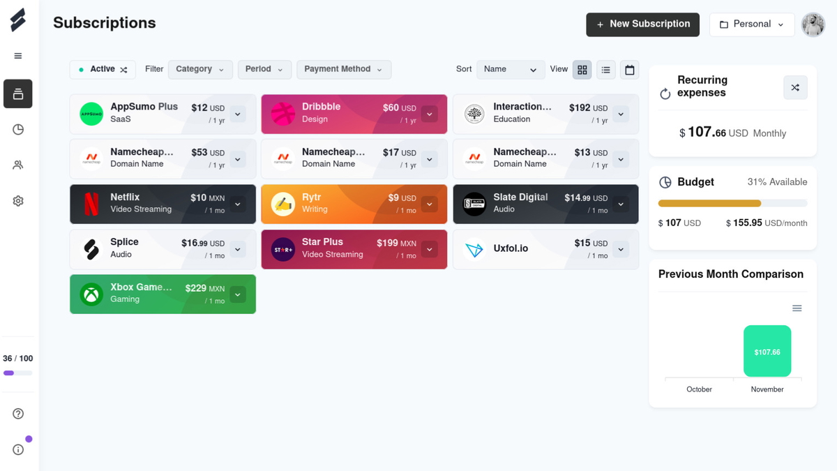 Manage subscriptions for multiple projects or teams in a single place.