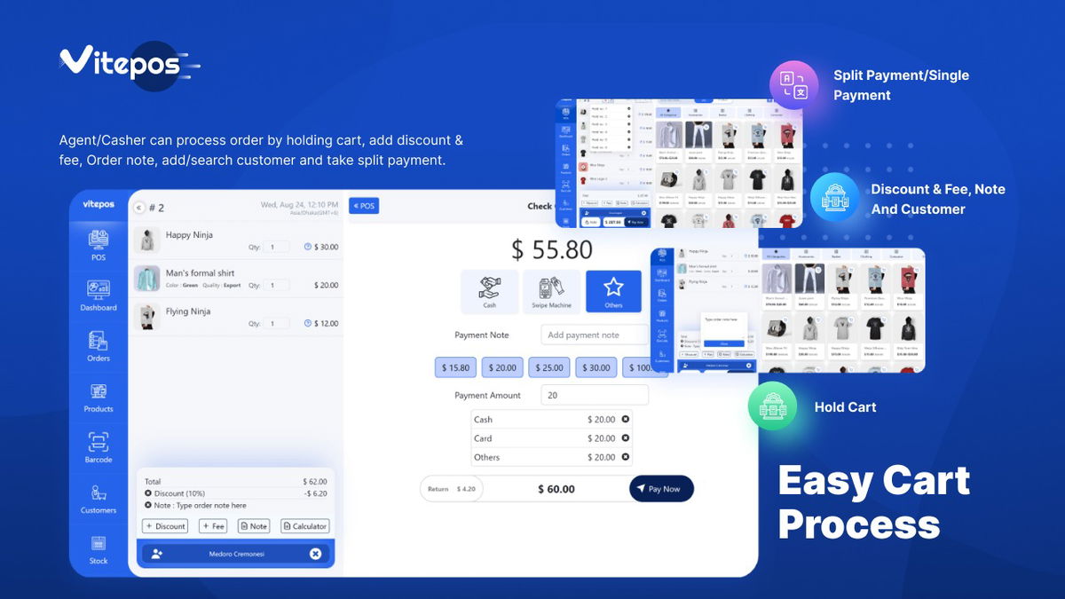 The cart/checkout process gets made so much easier thanks to Vitepos.