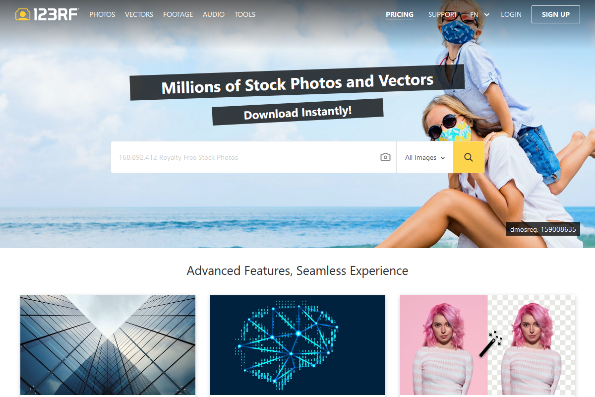 Stock photo homepage